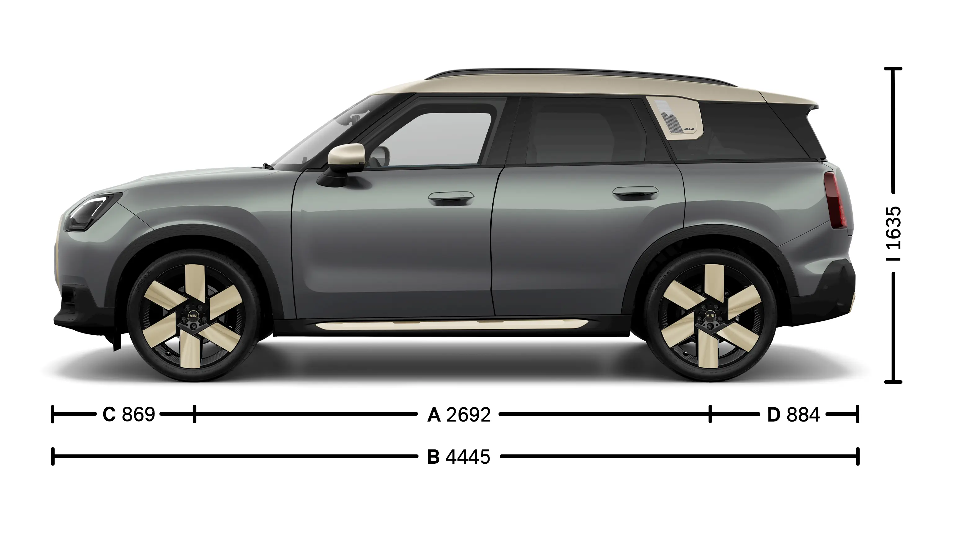 All-electric MINI Countryman Dimensions Side