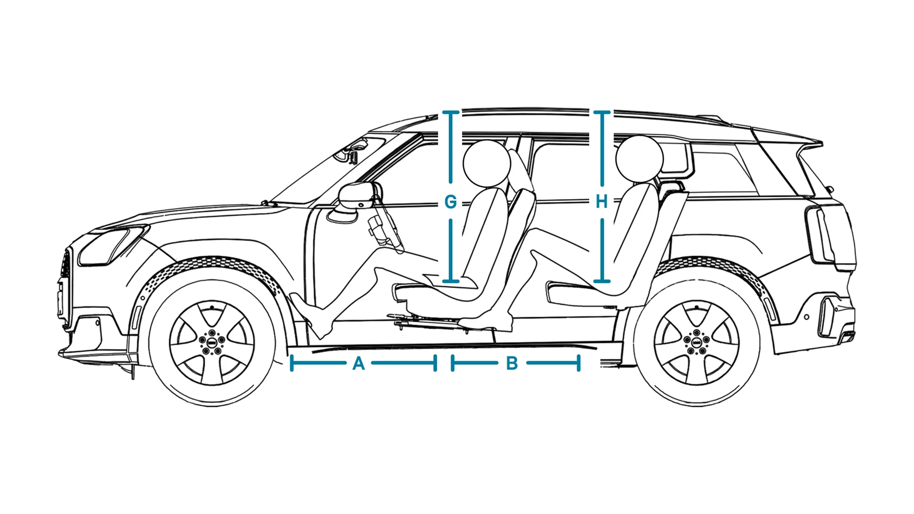 All-electric MINI Countryman - Dimensions Interior Side