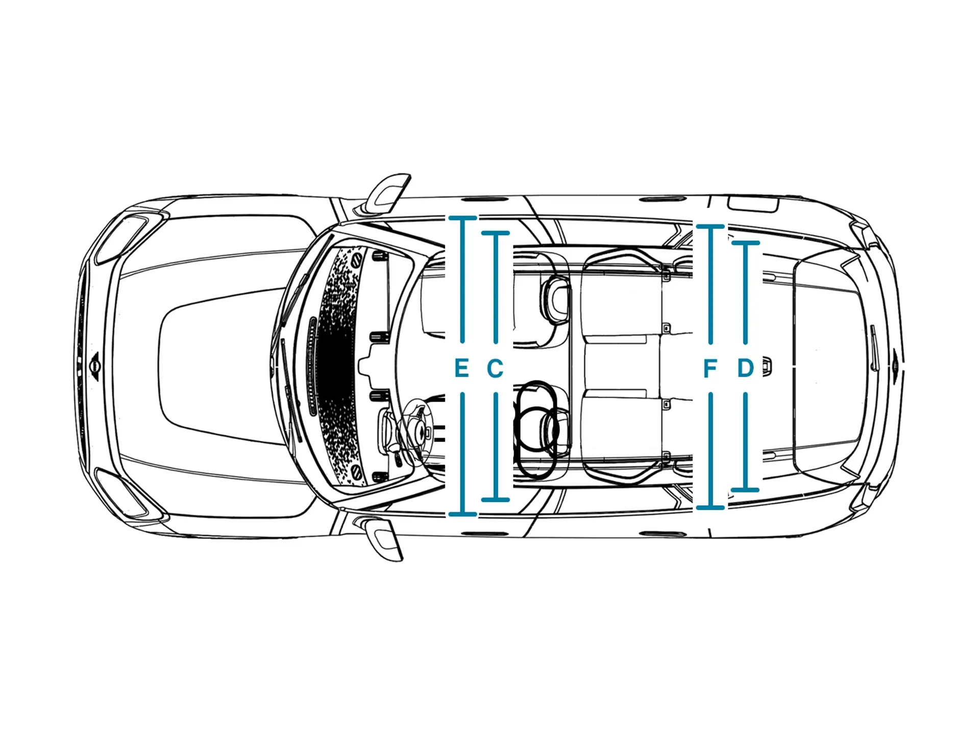 All-electric MINI Countryman - Dimensions Interior Top
