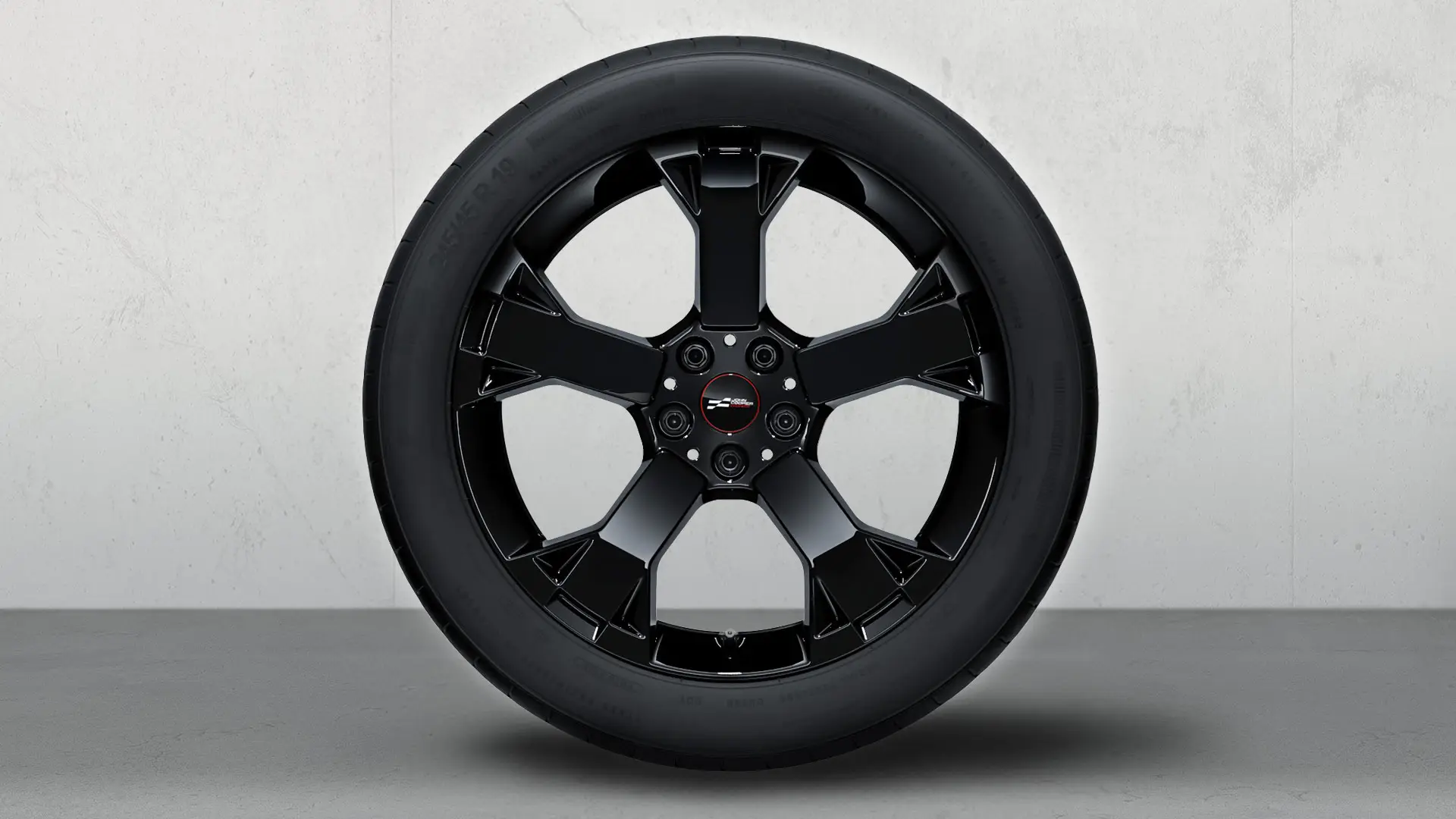 Close-up of 19" MINI JCW Runway Spoke 948 in Jet Black finish showing spoke detail.