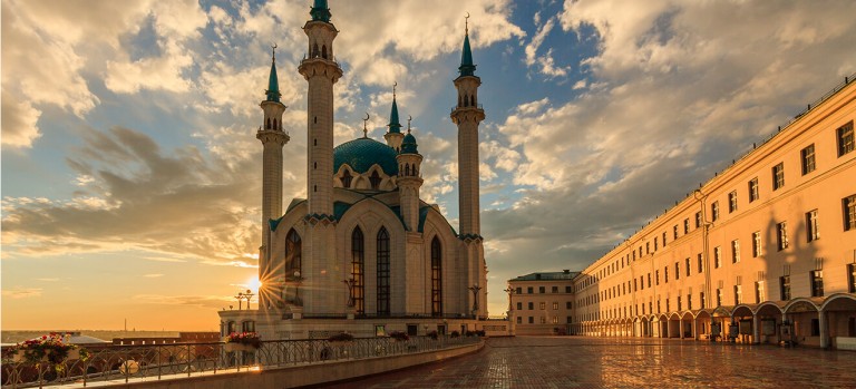 The mosque in the Kazan Kremlin was destroyed in 1552 by Ivan the Terrible, but was subsequently rebuilt and completed in 2005 after almost a decade of work.