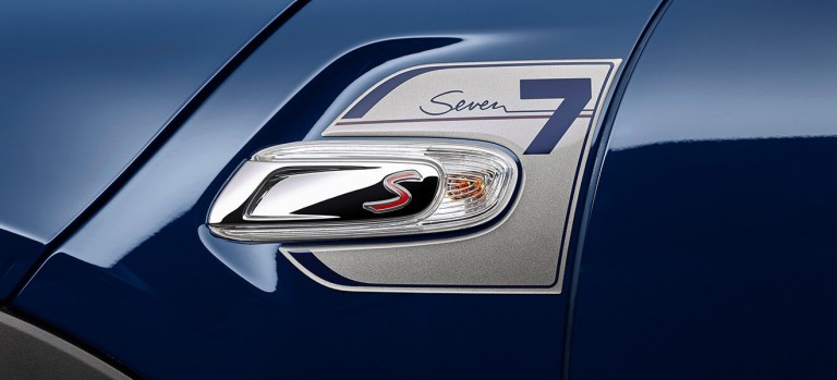 The unique MINI Seven logo features on the side scuttles and door sill finishers of the new MINI Seven.